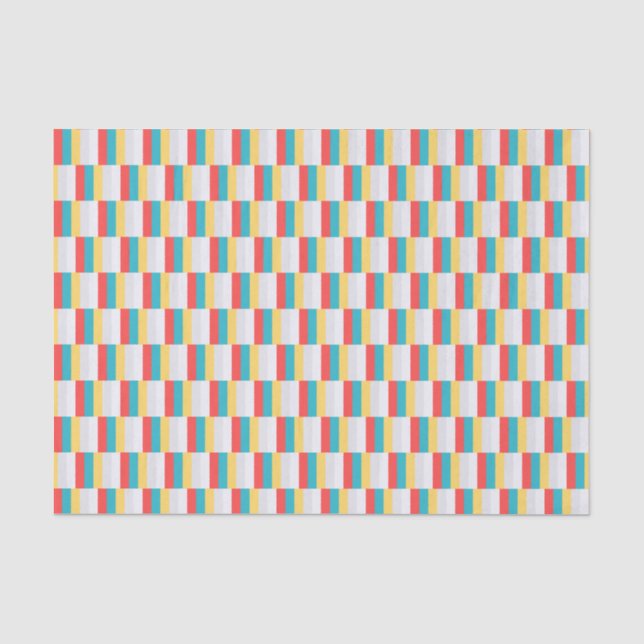Papier Mousseline Bleu rouge et rayures jaune (Recto)