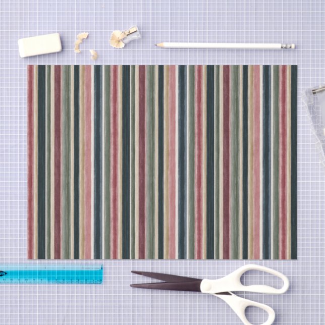 Papier Mousseline Bleu Rouge Vert Rayures Anniversaire (Artisanat)