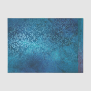 Papier Mousseline Bleu Rustique Vintage Grunge Damask, Détaché