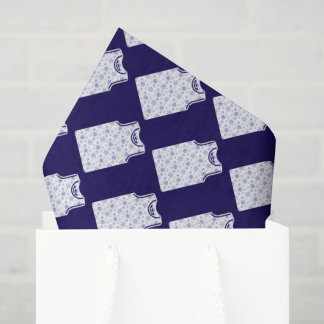 Papier Mousseline Bleu Snowflake Basket Jersey