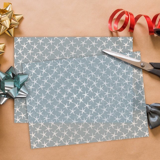 Papier Mousseline Bleu Starfish Motif Tropical Papier Tissu (Créateur téléchargé)