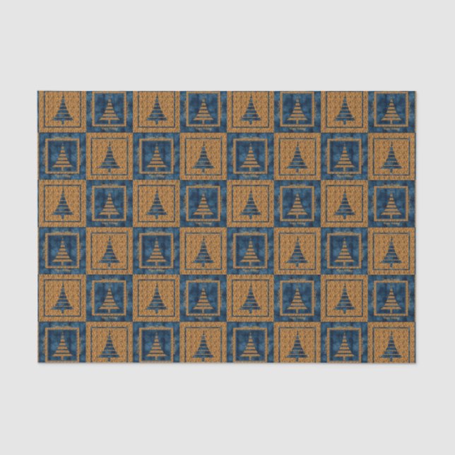 Papier Mousseline Bleu Tigre Imprimer Arbre de Noël Motif (Recto)