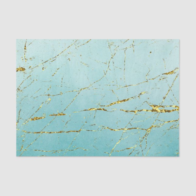 Papier Mousseline Bleu Vert Avec Or (Recto)