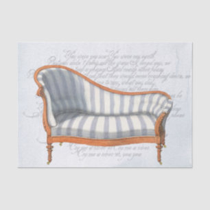 Papier Mousseline Bleu victorien Stripe Chaise Lounge Tissu Papier