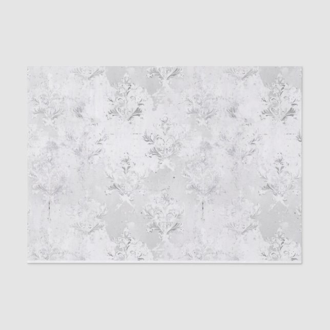 Papier Mousseline Bleu vintage motif floral (Recto)
