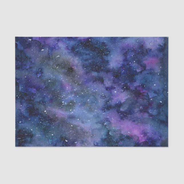 Papier Mousseline Bleu violet majestueux étoile Nebula Aquarelle (Recto)