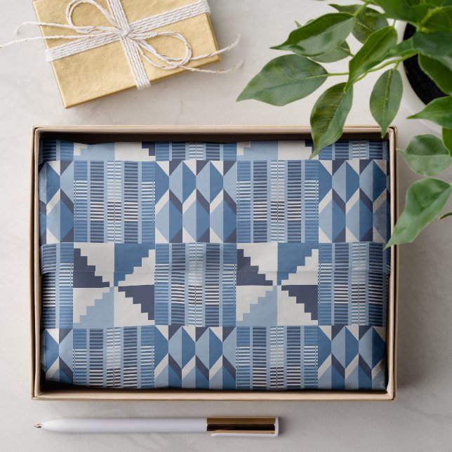 Papier Mousseline Bloc de Kente - Indigo doux (Cadeau)