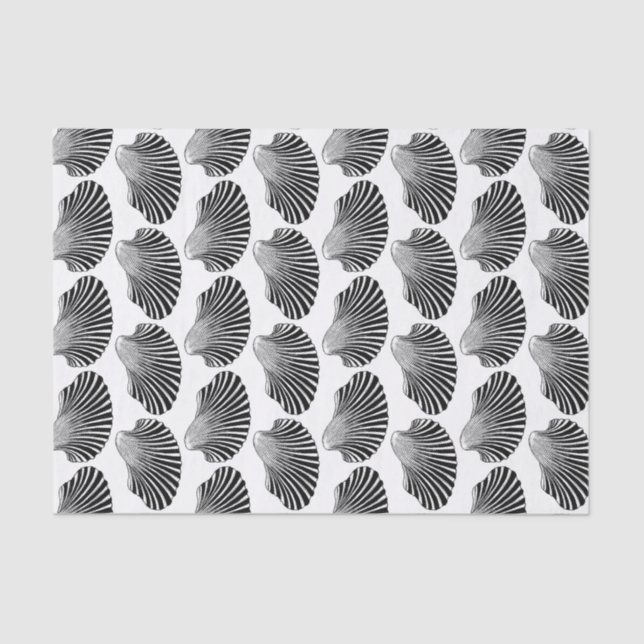 Papier Mousseline Blocage de coquille de saint Jacques, noir et blan (Recto)