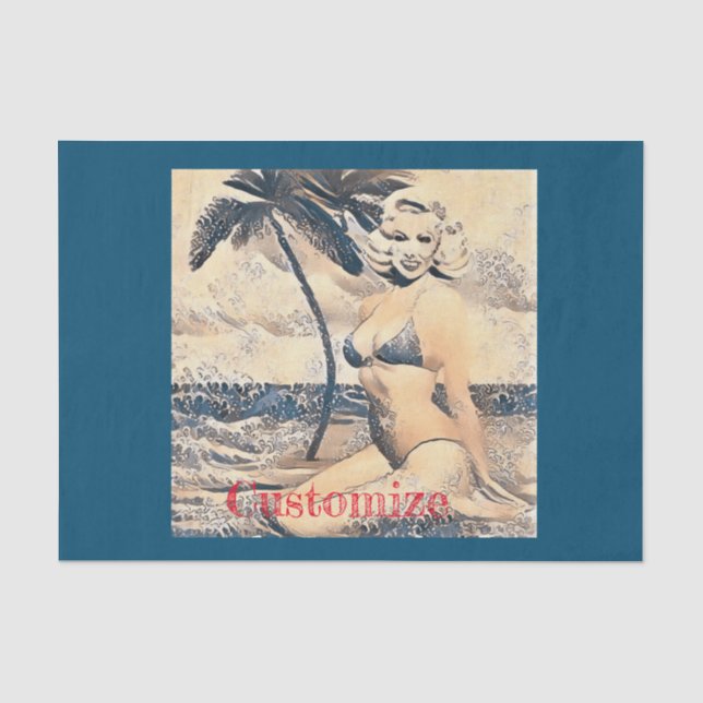 Papier Mousseline Blonde Kneeling Modèle de bikini Thunder_Cove (Recto)
