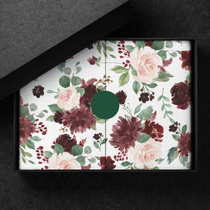 Papier Mousseline Blooms rustiques   Terracotta et Marsala Motif rou