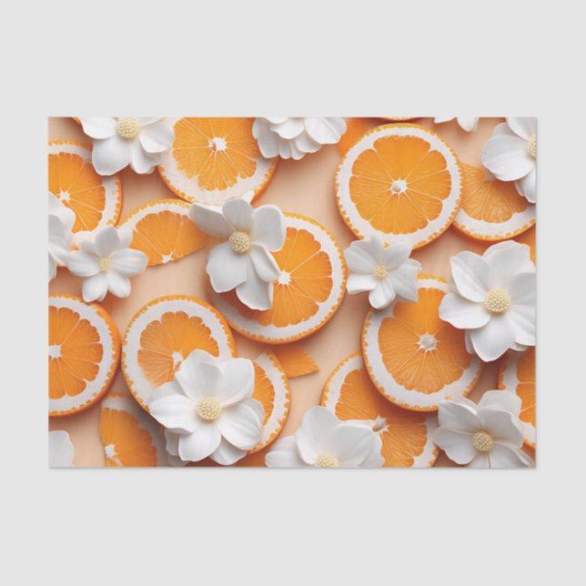 Papier Mousseline Blossom Orange Texté (Recto)