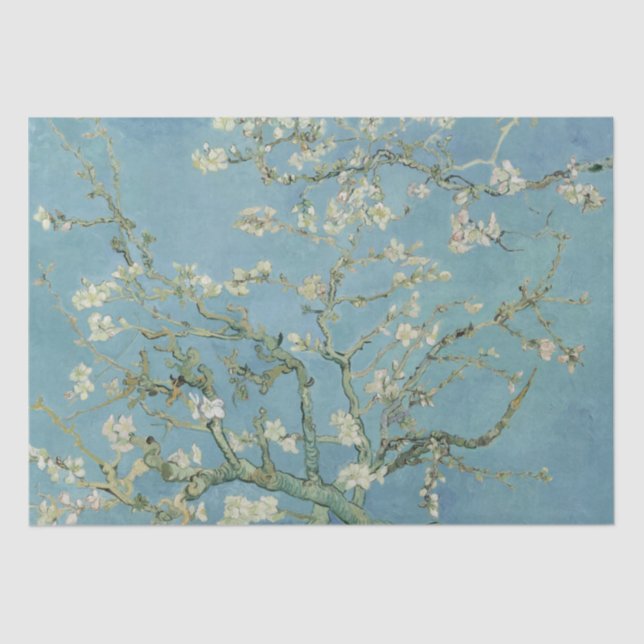 Papier Mousseline Blossoms d'amandes par Vincent Van Gogh (Recto)