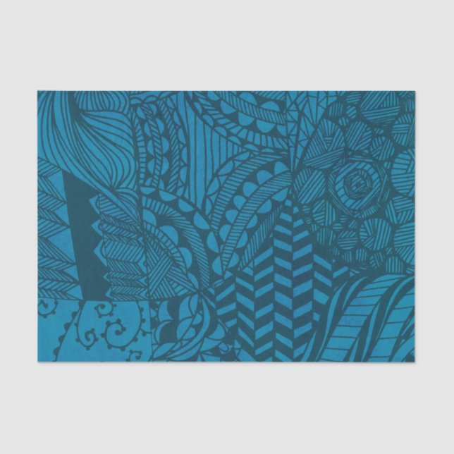 Papier Mousseline Blue Abstract Art Pattern (Recto)