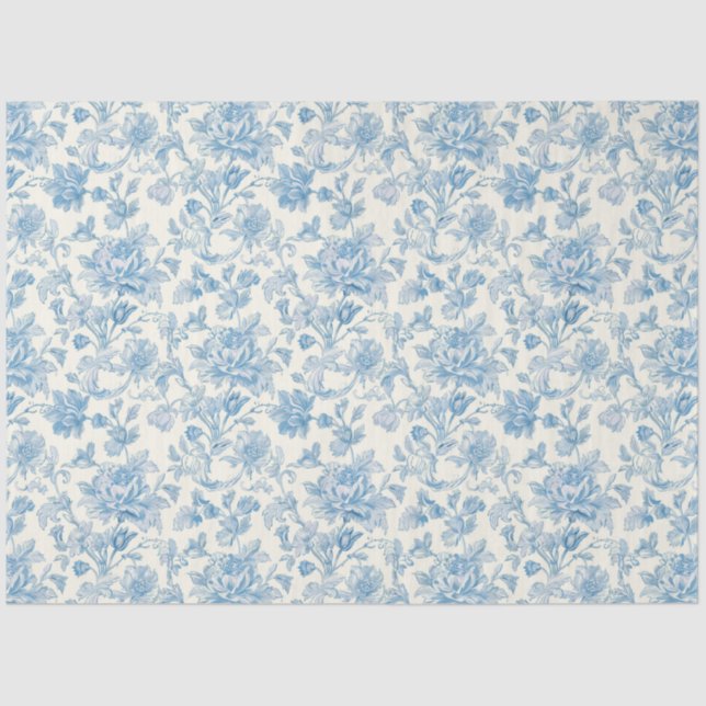 Papier Mousseline Blue and White Chinoiserie Decoupage Pattern (Recto)