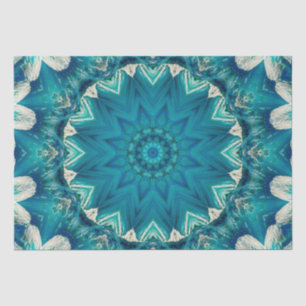 Papier Mousseline Blue Aqua Mandala Rosette Retro Hippie