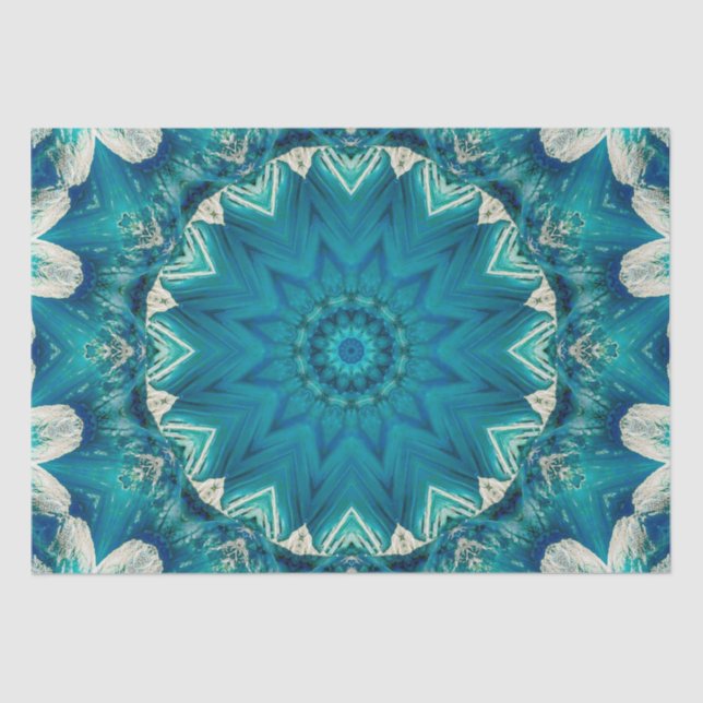 Papier Mousseline Blue Aqua Mandala Rosette Retro Hippie (Recto)