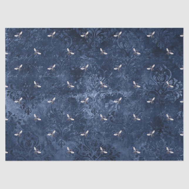 Papier Mousseline Blue Bee Series Design 7 Tissu Paper (Recto)