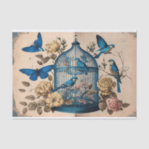 Papier Mousseline Blue Birds Paradise Birdcage papillons découpage