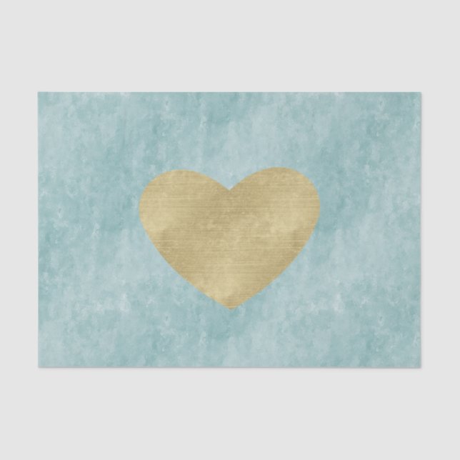 Papier Mousseline Blue Bliss Gold Heart (Recto)
