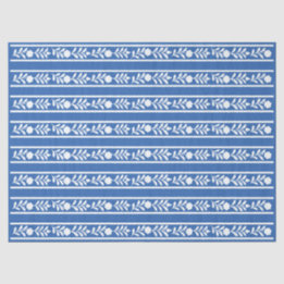 Papier Mousseline Blue Bone Inlay Floral Border Decoupage Paper