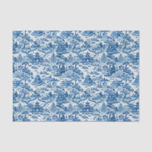 Papier Mousseline Blue Chinoiserie Porcelaine chinese