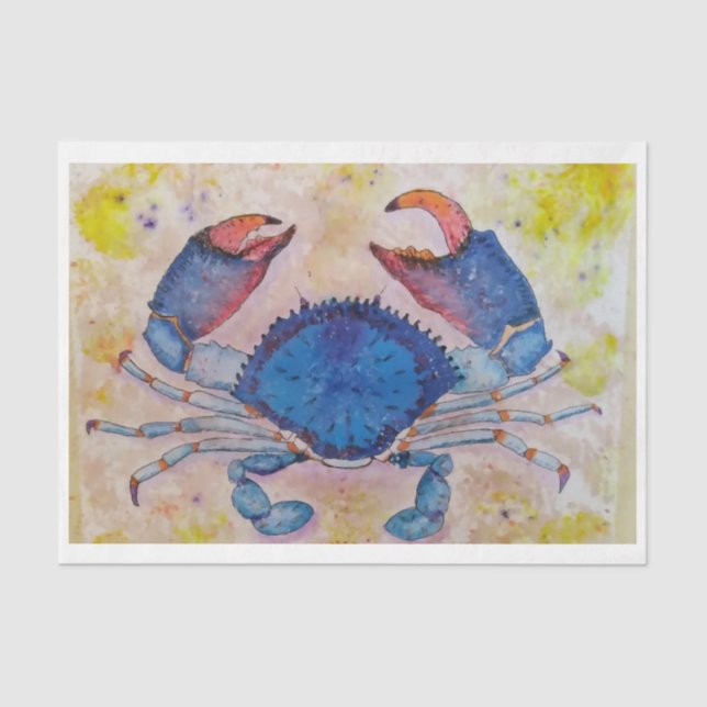 Papier Mousseline Blue Crab Salty Sidewalker Art par Elizabeth Rober (Recto)