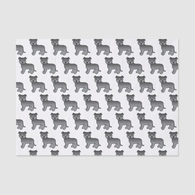 Papier Mousseline Blue English Staffie Cute Cartoon Chien Motif (Recto)