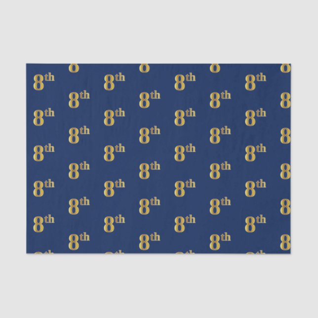 Papier Mousseline Blue, Faux Gold 8th (Huitième) Event Tissue Paper (Recto)