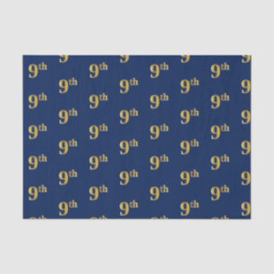 Papier Mousseline Blue, Faux Gold 9th (Neuvième) Event Tissue Paper