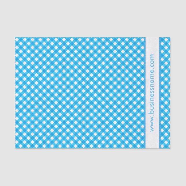 Papier Mousseline Blue Gingham Custom Text (Recto)