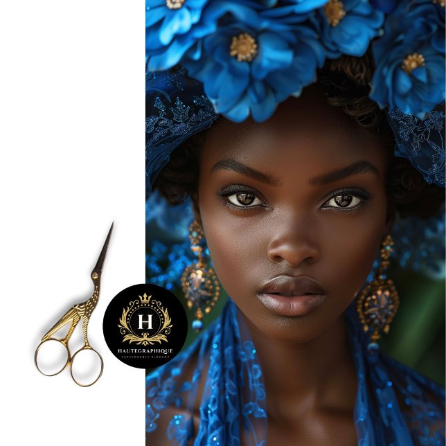 Papier Mousseline Blue Gold Floral Afro-Américaine Dédoupage (Créateur téléchargé)