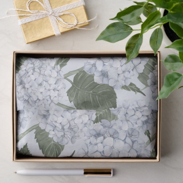Papier Mousseline Blue Hydrangea Garden Floral  (Cadeau)