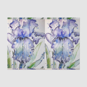 Papier Mousseline Blue Iris Art floral Aquarelle Art