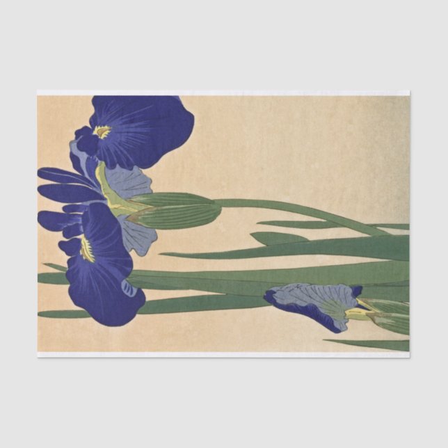 Papier Mousseline Blue Irises par Ohara Koson (Recto)