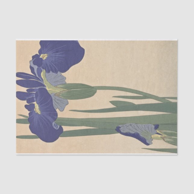 Papier Mousseline Blue Irises par Ohara Koson (Recto)