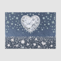 Blue Jean Denim & Diamonds Bling Diamond Heart