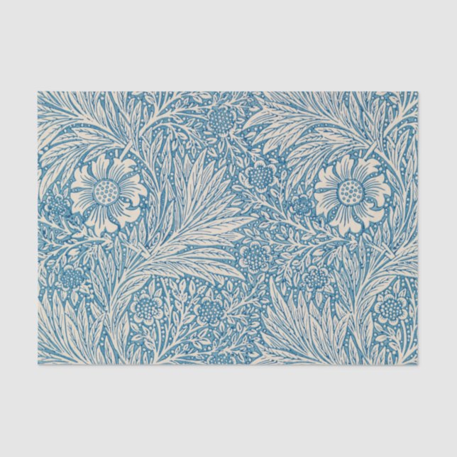 Papier Mousseline Blue Marigolds (par William Morris) (Recto)