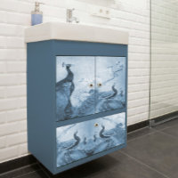 Blue n White Floral Peacock Chinoiserie Découpage