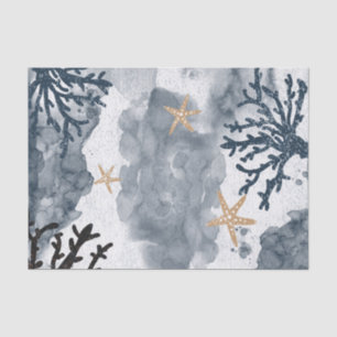 Papier Mousseline Blue Nautical Coral Aquarelle Soirée élégante