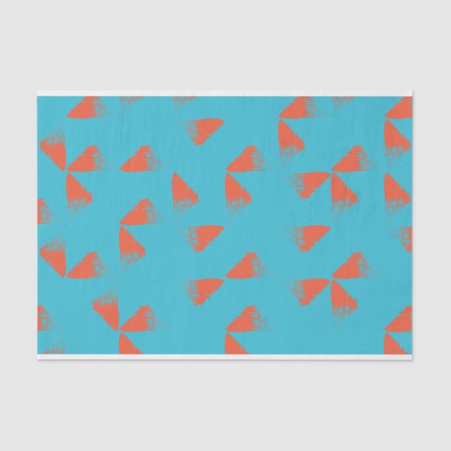 Papier Mousseline Blue, orange, vibrant, trendy geometric pattern (Recto)