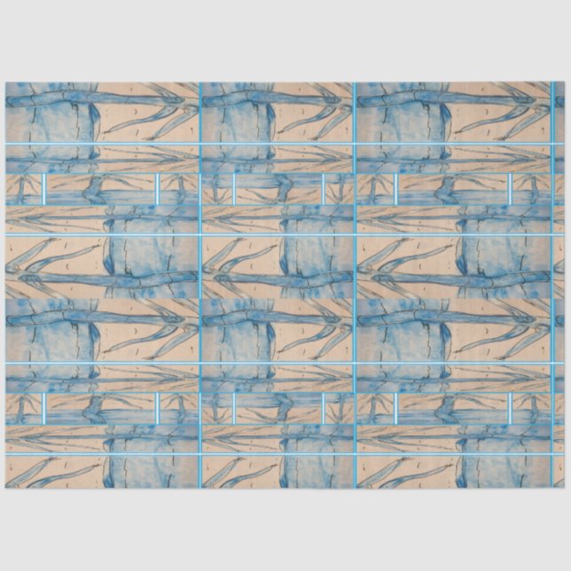 Papier Mousseline Blue palm tissue paper (Recto)