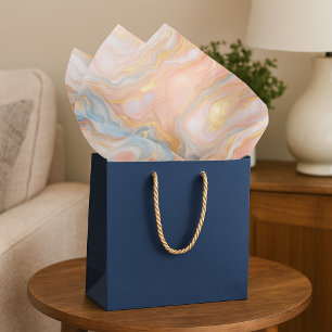 Papier Mousseline Blue Peach Pastel Blush Pink Gold Marble Motif