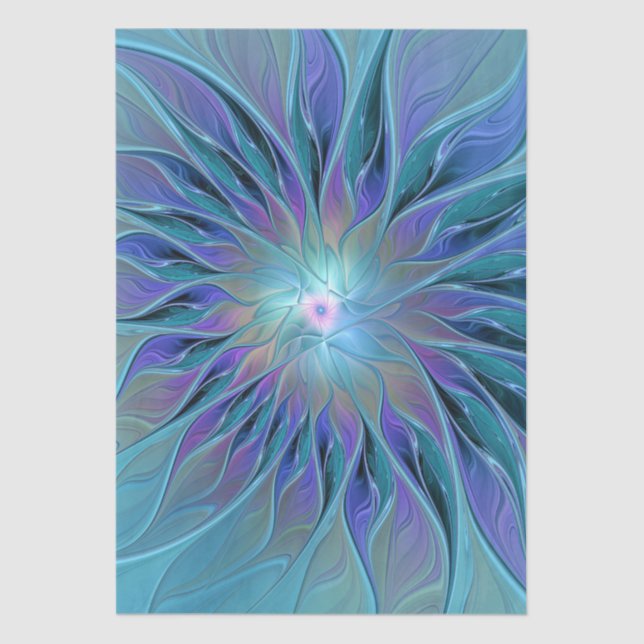 Papier Mousseline Blue Purple Flower Dream Abstrait Fractal Art (Recto)