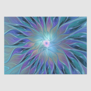 Papier Mousseline Blue Purple Flower Dream Abstrait Fractal Art