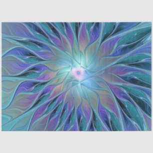Papier Mousseline Blue Purple Flower Dream Abstrait Fractal Art