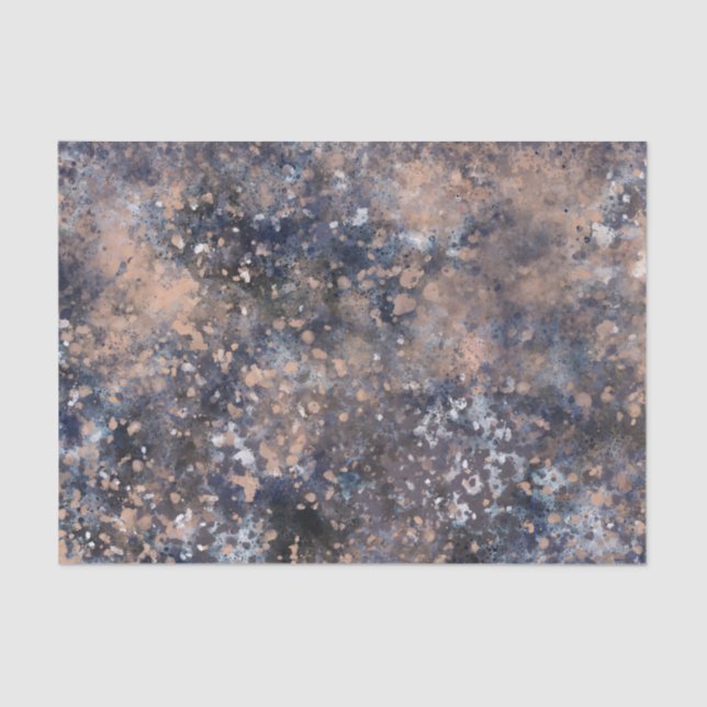 Papier Mousseline Blue & Rose Gold Paint Splatter Abstract Glamour (Recto)