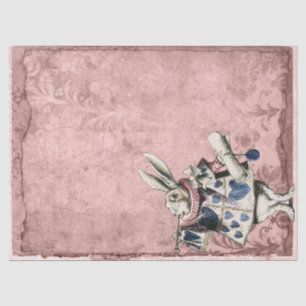 Papier Mousseline Blue rose Herald White Rabbit Alice au pays des me