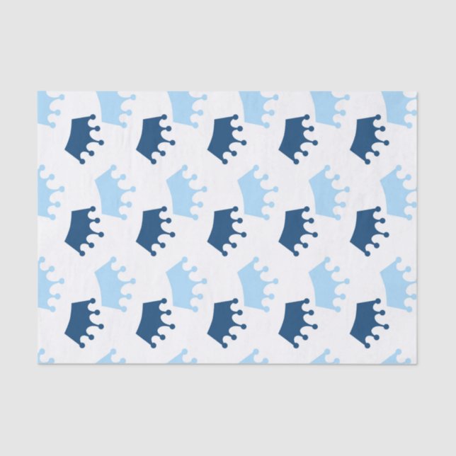 Papier Mousseline Blue Royal Crowns Fairytale Princess Baby shower (Recto)