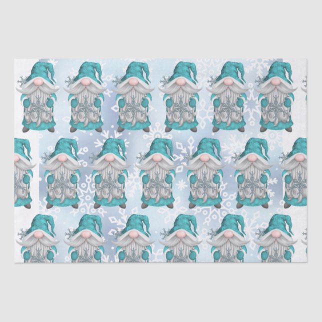 Papier Mousseline Blue Snowflake Gnome (Recto)