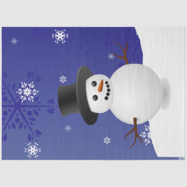 Papier Mousseline Blue Snowman hiver décor Noël Tissu papier (Recto)